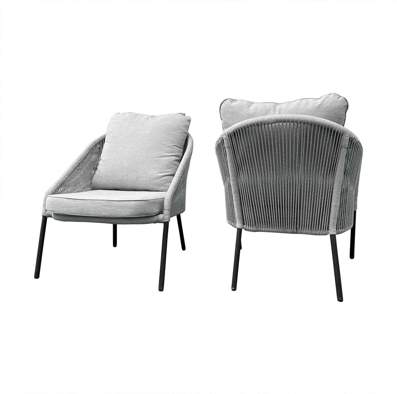 Loungeset Natal Grijs 4-delig | Aluminium met touw vlechtwerk