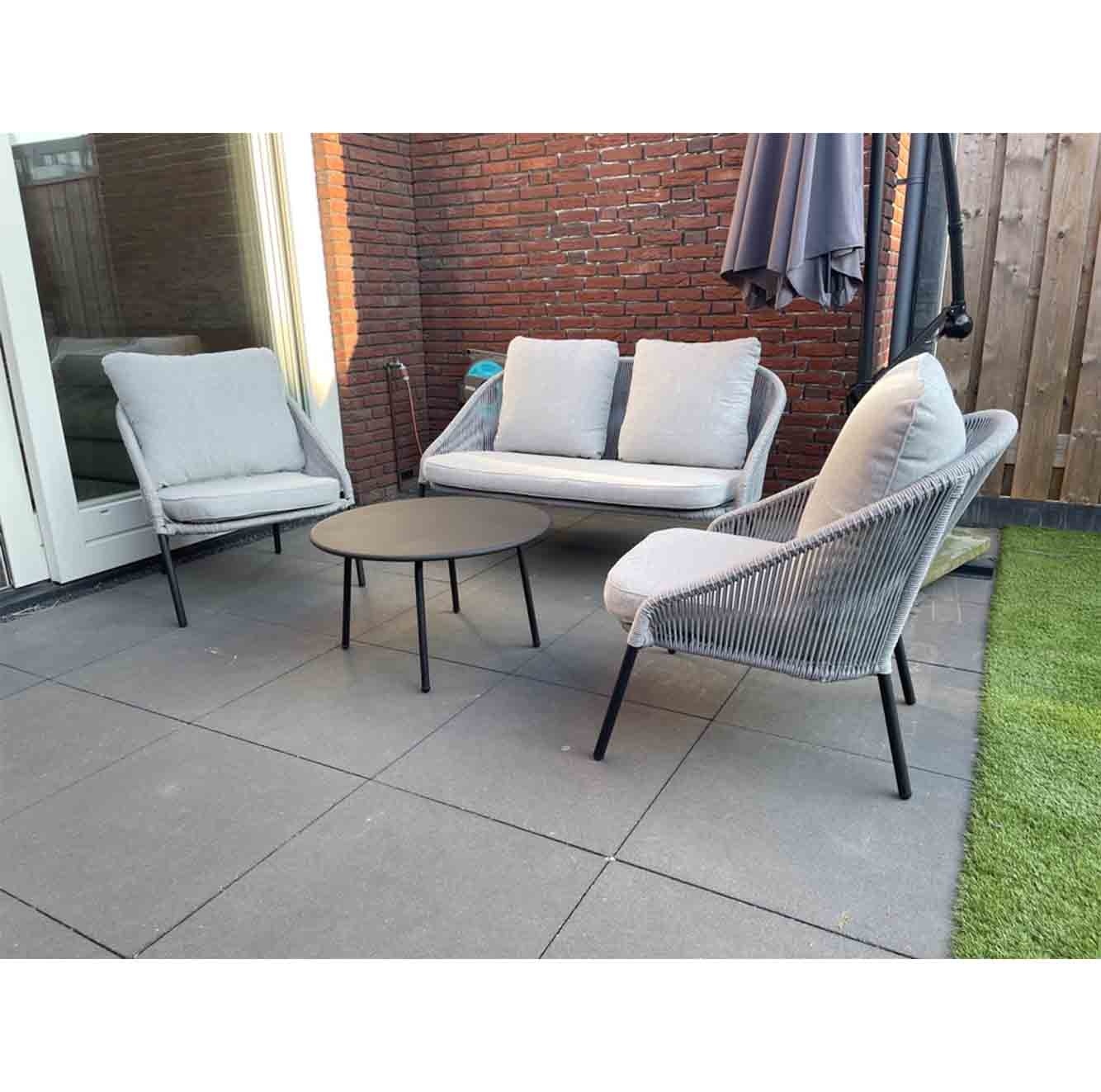 Loungeset Natal Grijs 4-delig | Aluminium met touw vlechtwerk