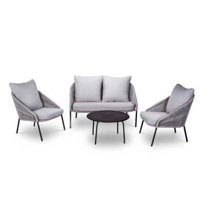 Loungeset Natal Grijs 4-delig | Aluminium met touw vlechtwerk 1083431