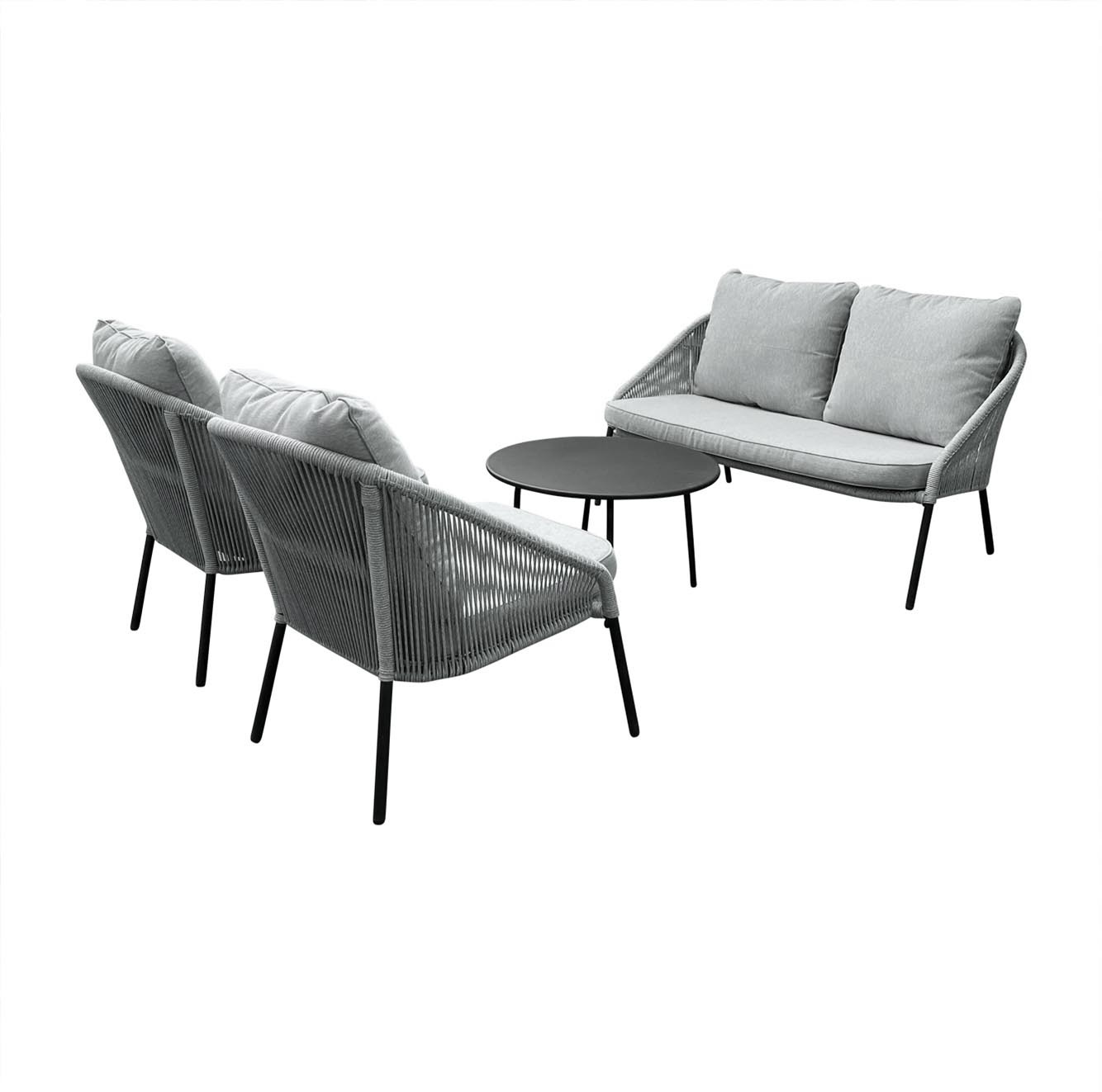 Loungeset Natal Grijs 4-delig | Aluminium met touw vlechtwerk