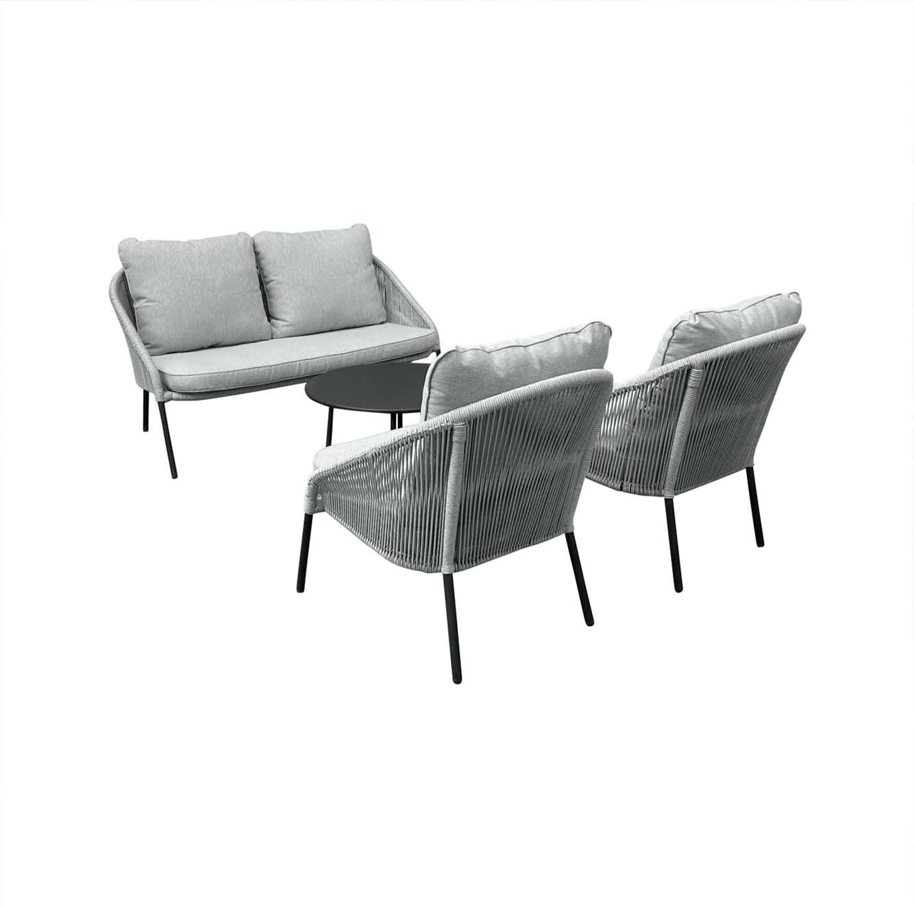 Loungeset Natal Grijs 4-delig | Aluminium met touw vlechtwerk