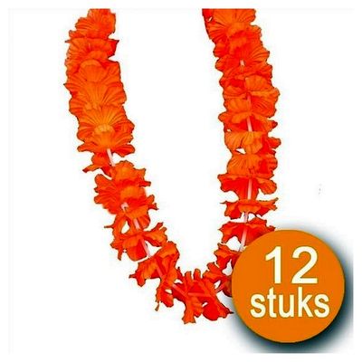Oranje Versiering | 12 stuks Oranje Krans Hawaii XL 1081546
