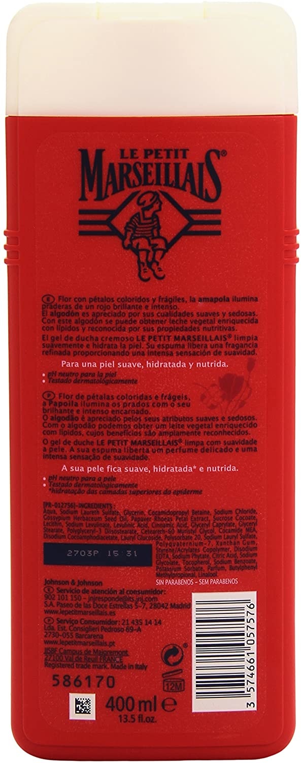 Shower Gel / Douche Gel 400 ml - Le Petit Marseillais Amapola &amp; Leche De Algodon