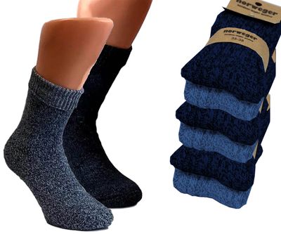 6 Paar Noorwegen Wollen Sokken - Donker Blauw - Maat 43-45 1082680