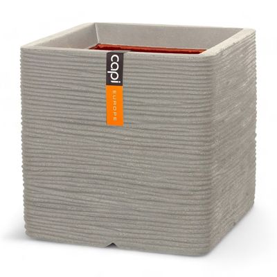 Capi Europe - Bloempot vierkant Rib NL - 30 x 30 cm - Lichtgrijs - Opening Ø24 cm 1091035