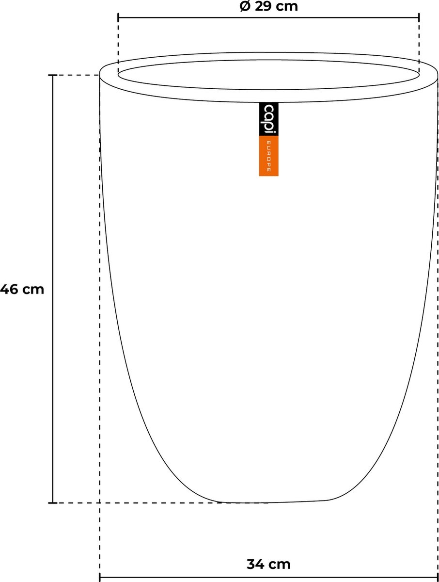Capi Europe - Vaas elegant laag Rib NL - 34 x 46 cm - Antraciet - Opening Ø27 cm