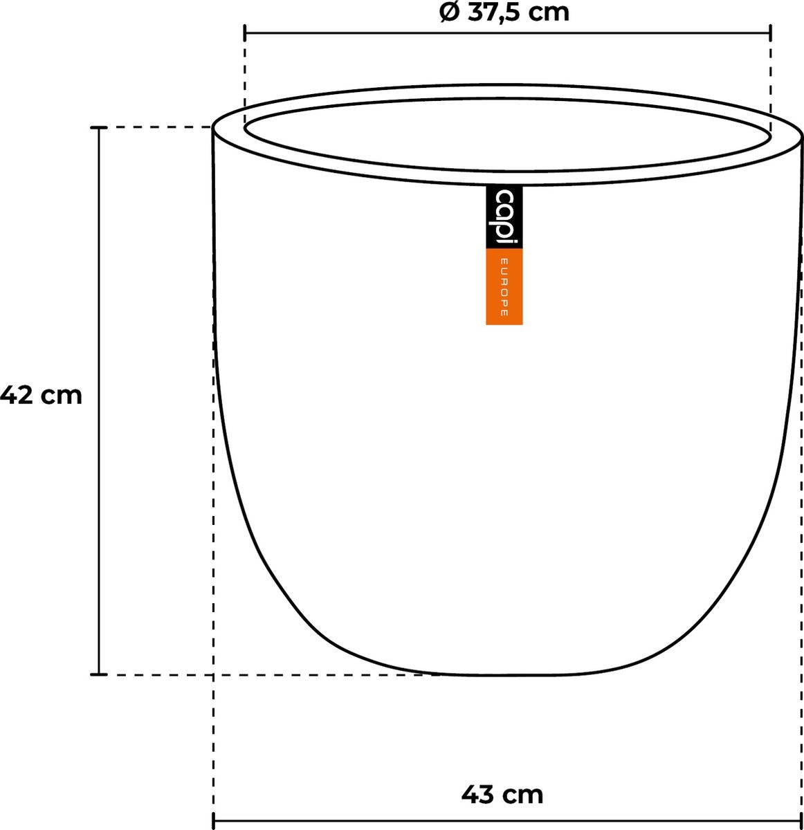 Capi Europe - Bloempot bol Row NL KRWI933 - 43 x 41 cm - Ivoor - Opening Ø35 cm