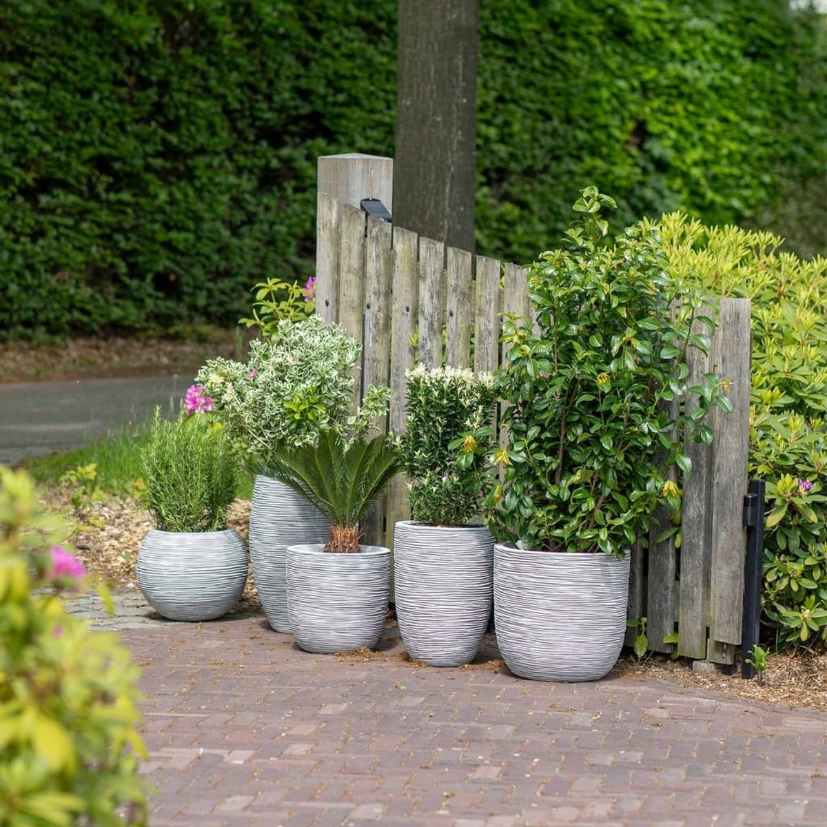 Capi Europe - Bloempot bol Waste Rib NL KOFI933 - 43 x 41 cm - Ivoor - Opening Ø35 cm