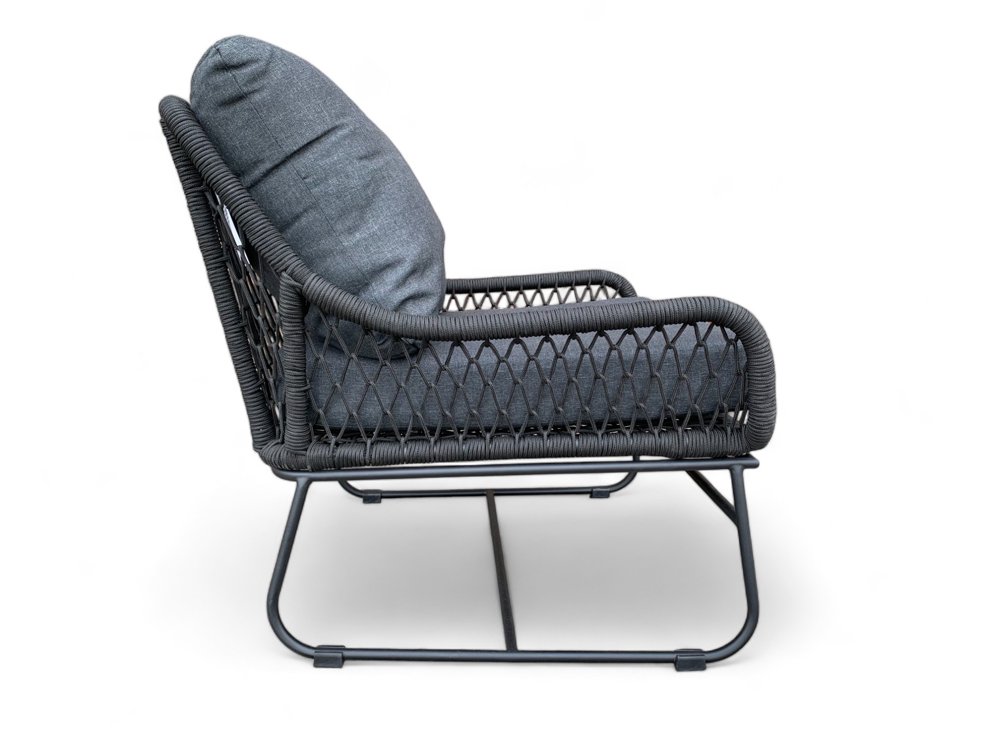 Tuinset / Loungeset Rio Zwart gevlochten Touw - Kussens Antraciet