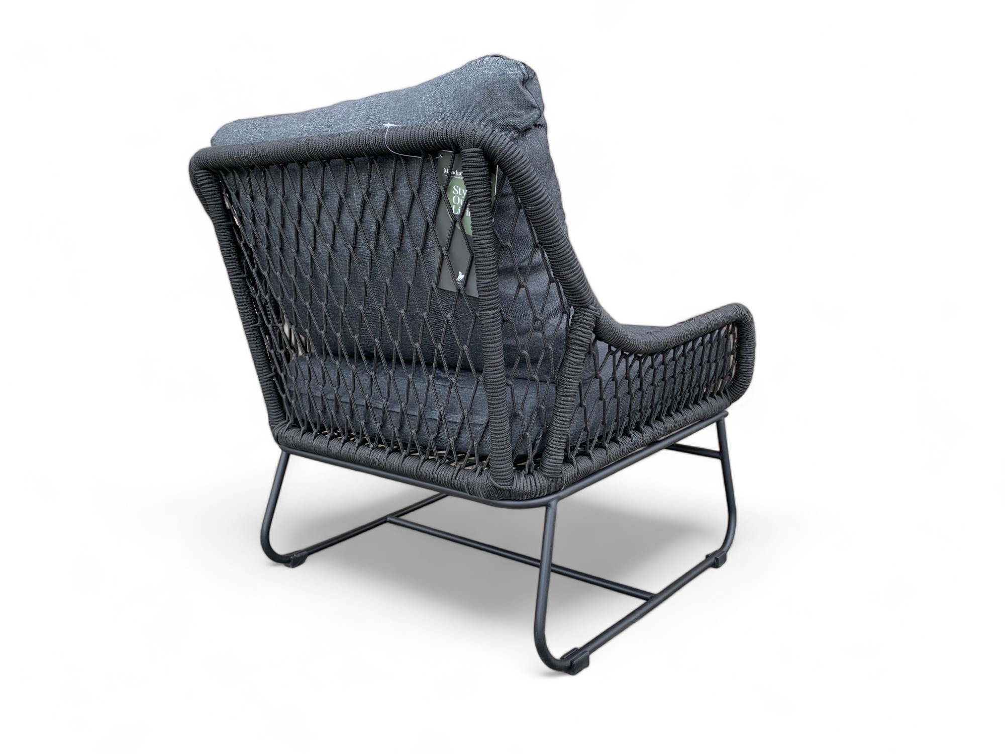 Tuinset / Loungeset Rio Zwart gevlochten Touw - Kussens Antraciet