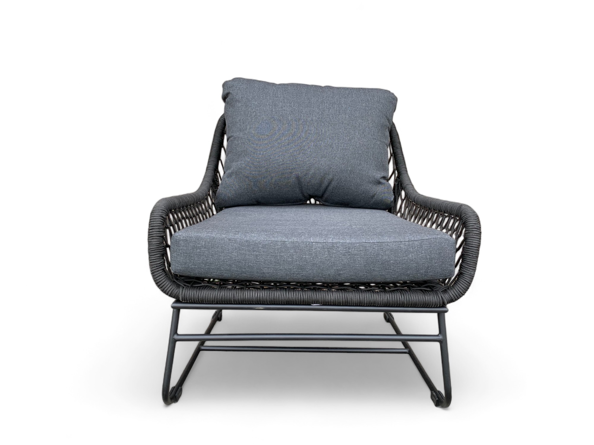 Tuinset / Loungeset Rio Zwart gevlochten Touw - Kussens Antraciet