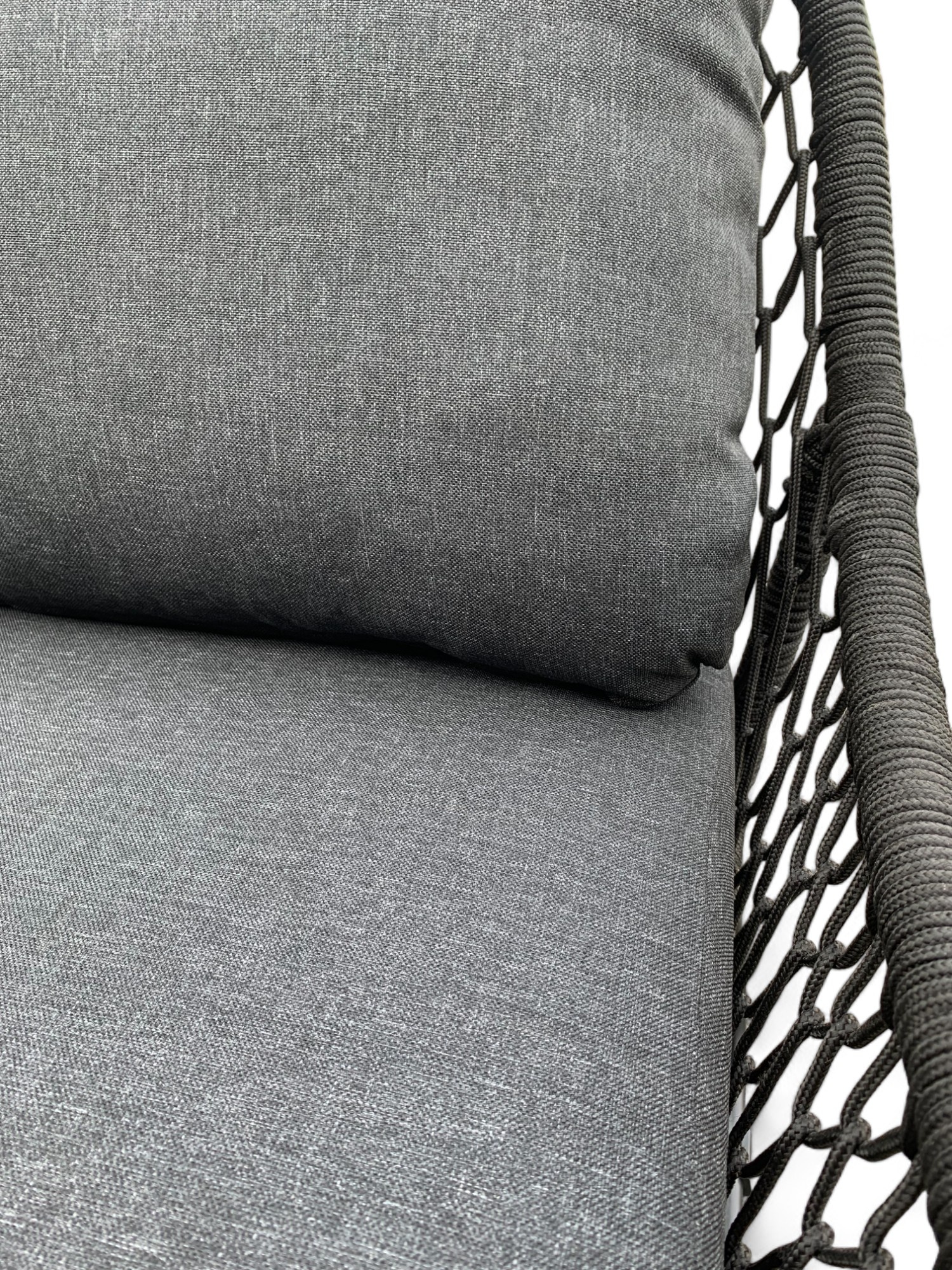 Tuinset / Loungeset Rio Zwart gevlochten Touw - Kussens Antraciet