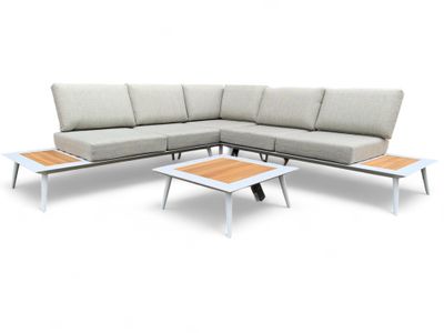 Loungeset / Hoekset Bergamo Wit met koffietafel 1089956