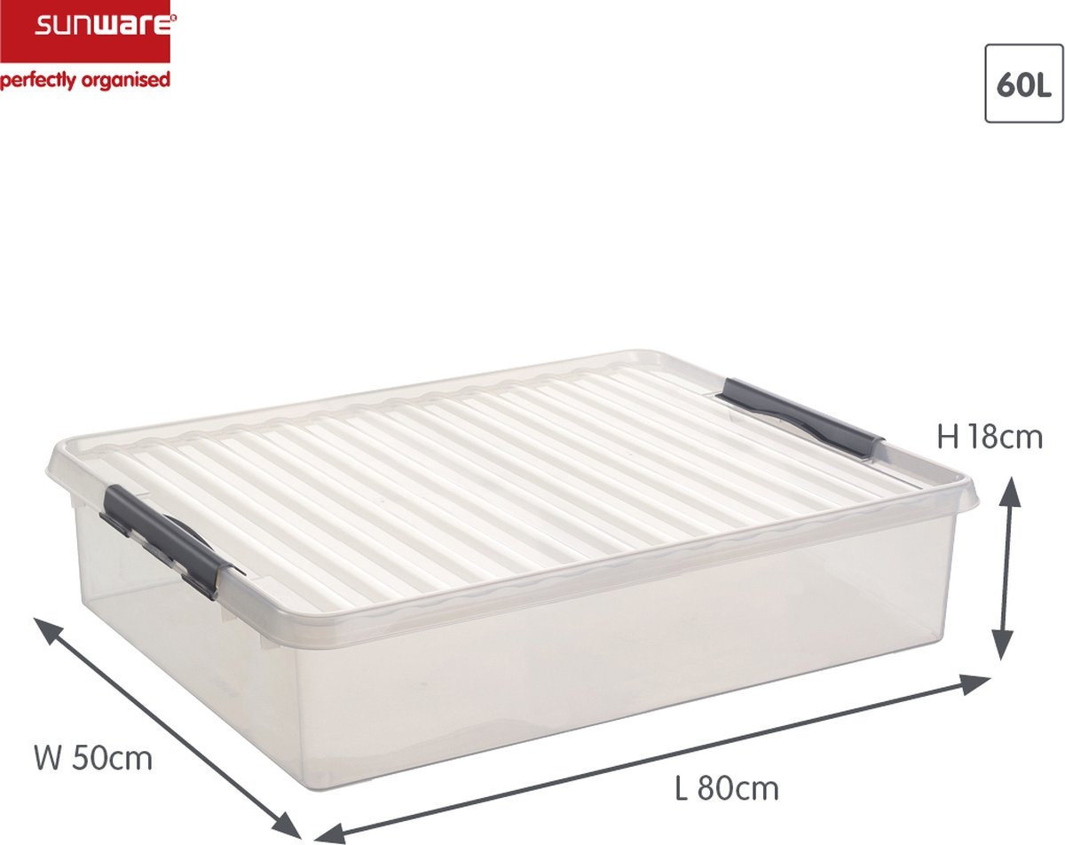 Sunware Q-line Opbergbox 60 liter Transparant - 80 x 50 x H18 cm