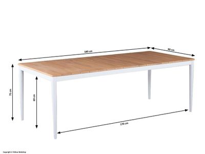 Tuintafel Sandro 180 x 90 cm | Aluminium Frame Wit 1089954