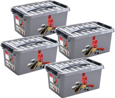 Sunware Q-line Schoenpoetsdoos met inzet/vakverdeling 6 liter - Set van 4 stuks 1090089