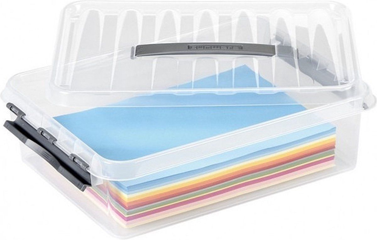 Sunware - Q-line opbergbox 25L set van 6 transparant metaal - 50 x 40 x