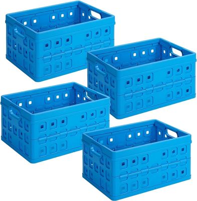 Sunware Square Vouwkrat Blauw 32 liter - 49 x 36 x H24.5 cm - Set van 4 stuks 1090069