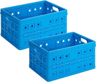 Sunware Square Vouwkrat Blauw 32 liter - 49 x 36 x H24.5 cm - Set van 2 stuks 1090067