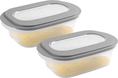 Sunware Kaasdoos Transparant/Grijs met deksel - Set van 2 stuks 1090057