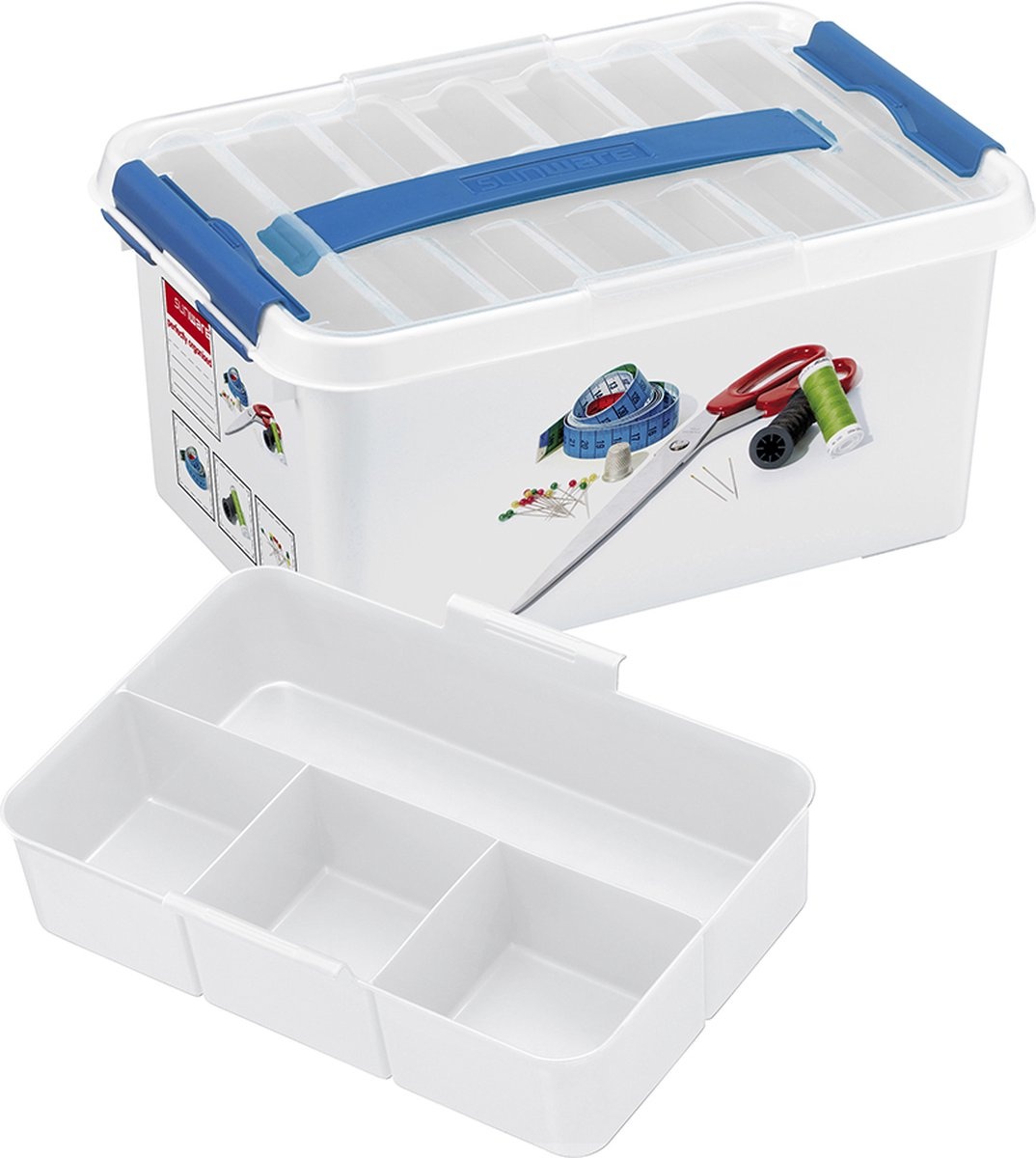 Sunware Q-line Naaidoos met inzet/vakverdeling 6 liter - Set van 2 stuks