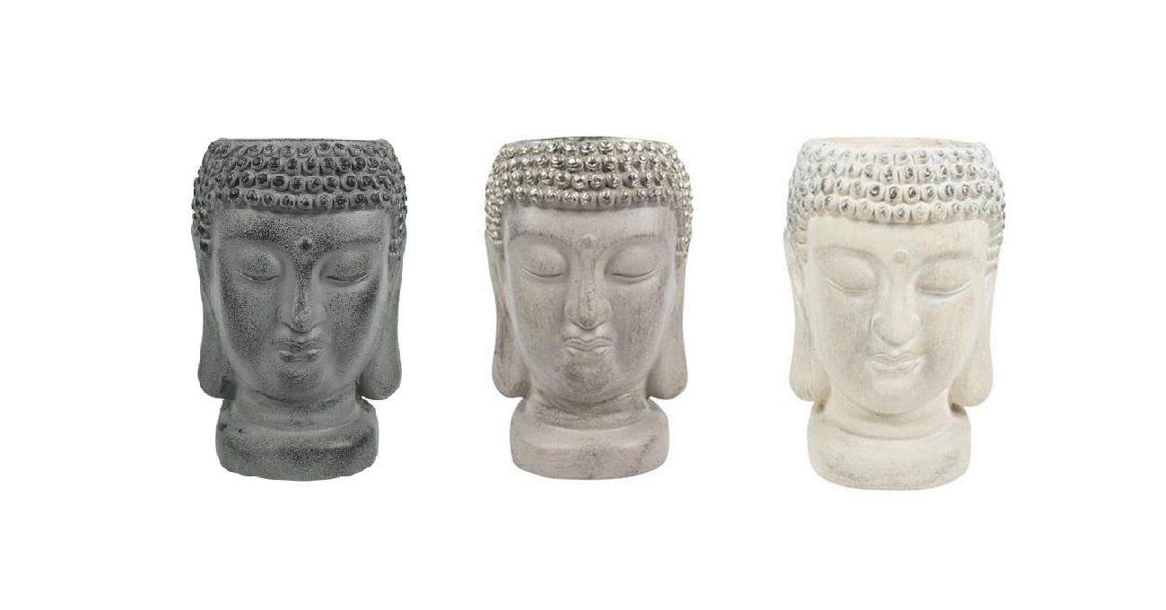 Bloempot Boeddha van steen 29 cm - Zwart