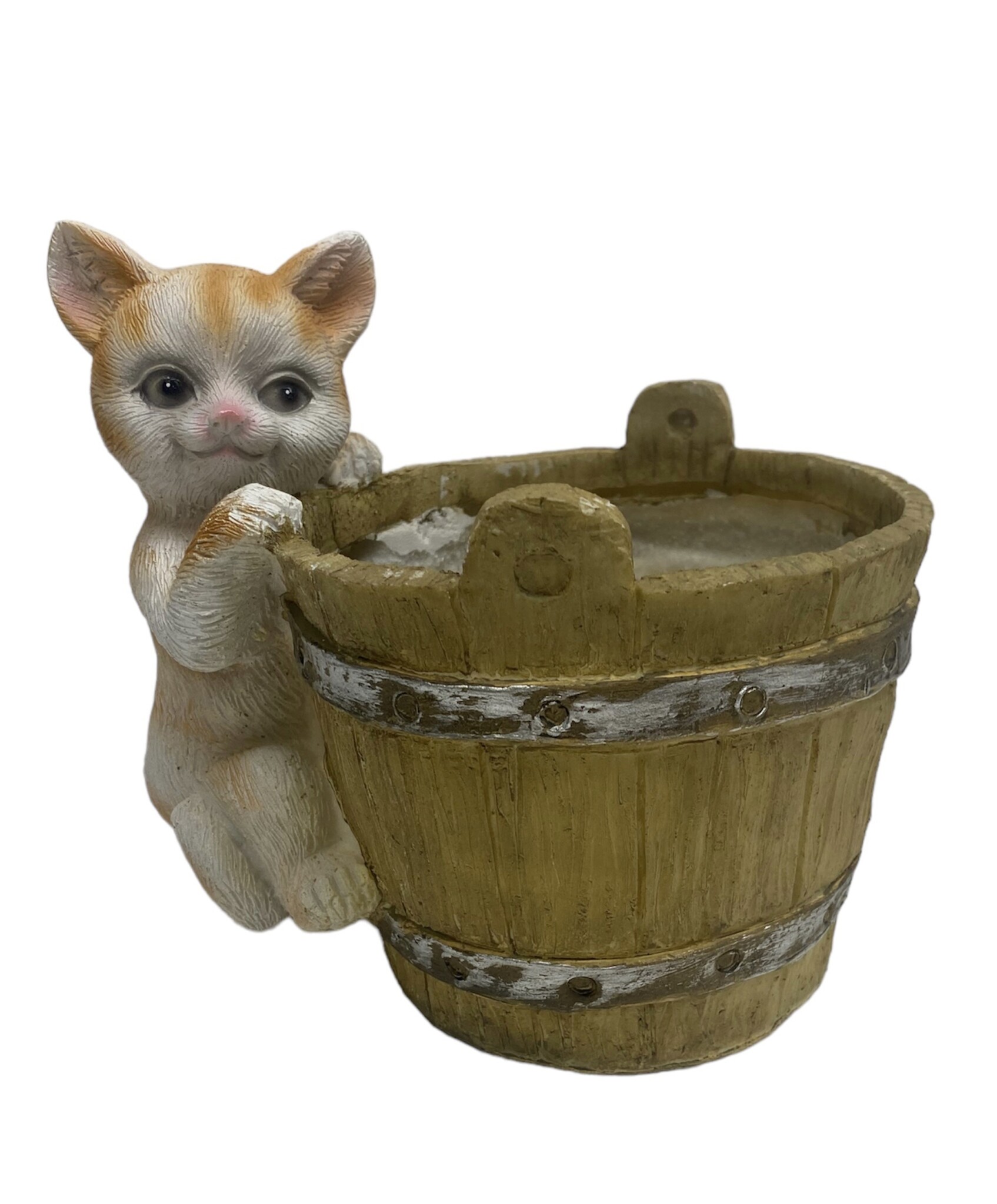 Bloempot Kat 19 x 18 cm - Beige/Grijs