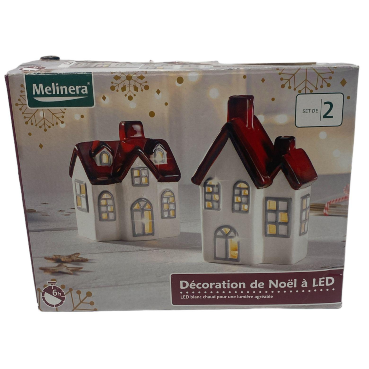 Melinera Decoratief Kersthuisjes met LED - 2 stuks