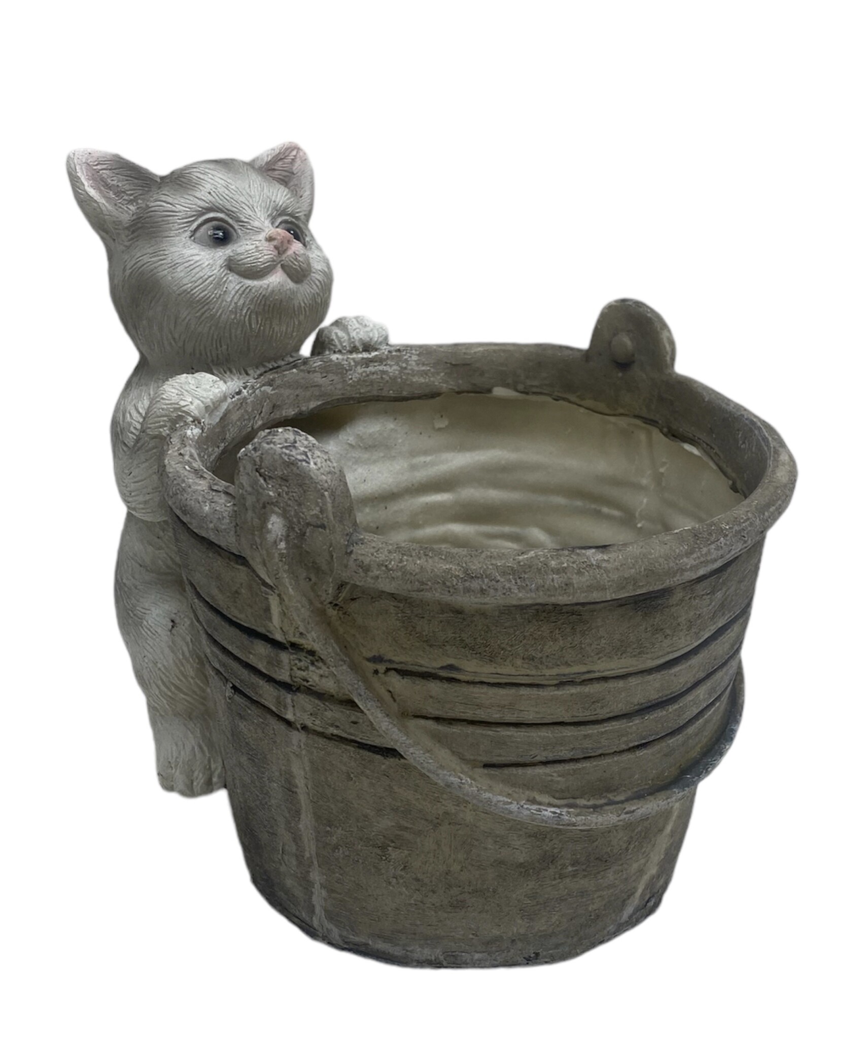 Bloempot Kat 19 x 18 cm - Beige/Grijs