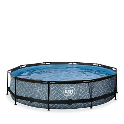 Exit Toys Zwembad ø360 cm - Hoogte 76 cm met filterpomp - Grijs met Blauw 1089621