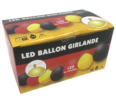 Guirlande Ballon met LED EK/WK Voetbal Duitsland - 4 meter 1085686