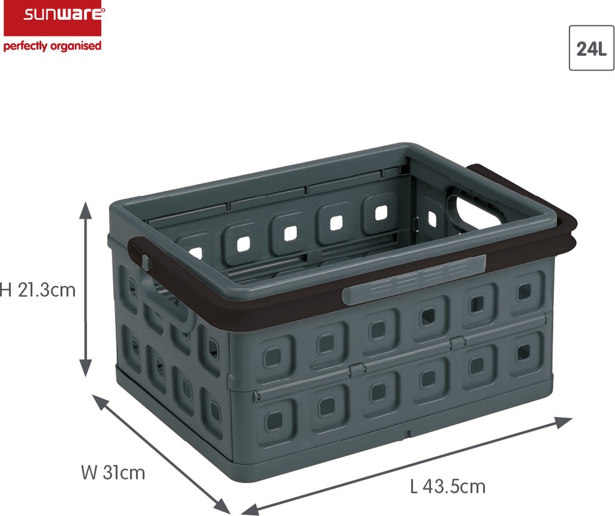 Sunware Square Vouwkrat Antraciet 24 liter - 43.5 x 31 x H21.3 cm - Set van 6 stuks Sunware Square Vouwkrat Antraciet 24 liter - 43.5 x 31 x H21.3 cm - Set van 6 stuks