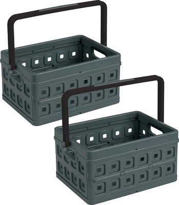 Sunware Square Vouwkrat Antraciet 24 liter - 43.5 x 31 x H21.3 cm - Set van 6 stuks 1090077