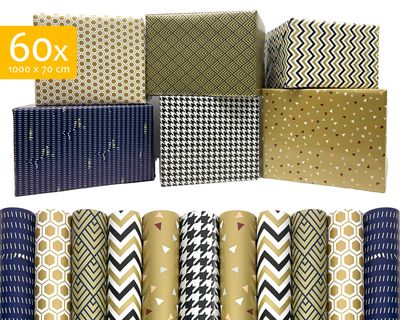 Kadopapier - Inpakpapier - Cadeaupapier 1000 x 70 cm "Deluxe" - 60 rollen 1089121