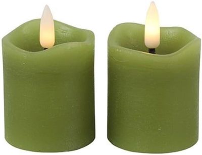 LED Kaarsen Rustiek Lichtgroen 5 cm - P/2 1086201