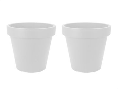 Set van 2 stuks Kunststof Bloempot Wit Ø78 cm - Dubbelwandig - Hoogte 67 cm 1085676