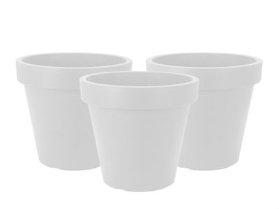 Set van 3 stuks Kunststof Bloempot Wit Ø29 cm - Dubbelwandig - Hoogte 26 cm 1085628