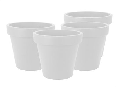 Set van 4 stuks Kunststof Bloempot Wit Ø48 cm - Dubbelwandig - Hoogte 43 cm 1085660