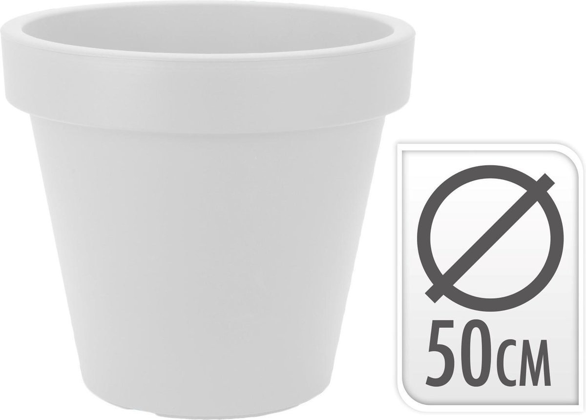 Set van 4 stuks Kunststof Bloempot Wit Ø48 cm - Dubbelwandig - Hoogte 43 cm