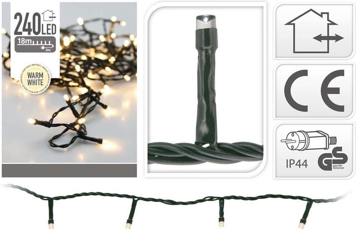 Kerstverlichting 18 meter 240 LED - Led-verlichting voor buiten - Warm Wit Kerstverlichting 18 meter 240 LED - Led-verlichting voor buiten - Warm Wit