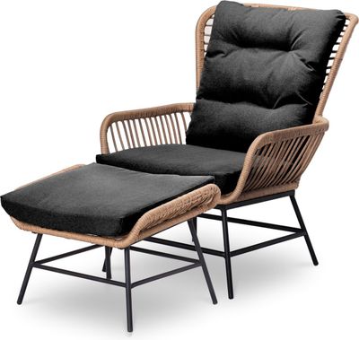 Loungestoel Dex met voetenbankje | Bamboe 1074091