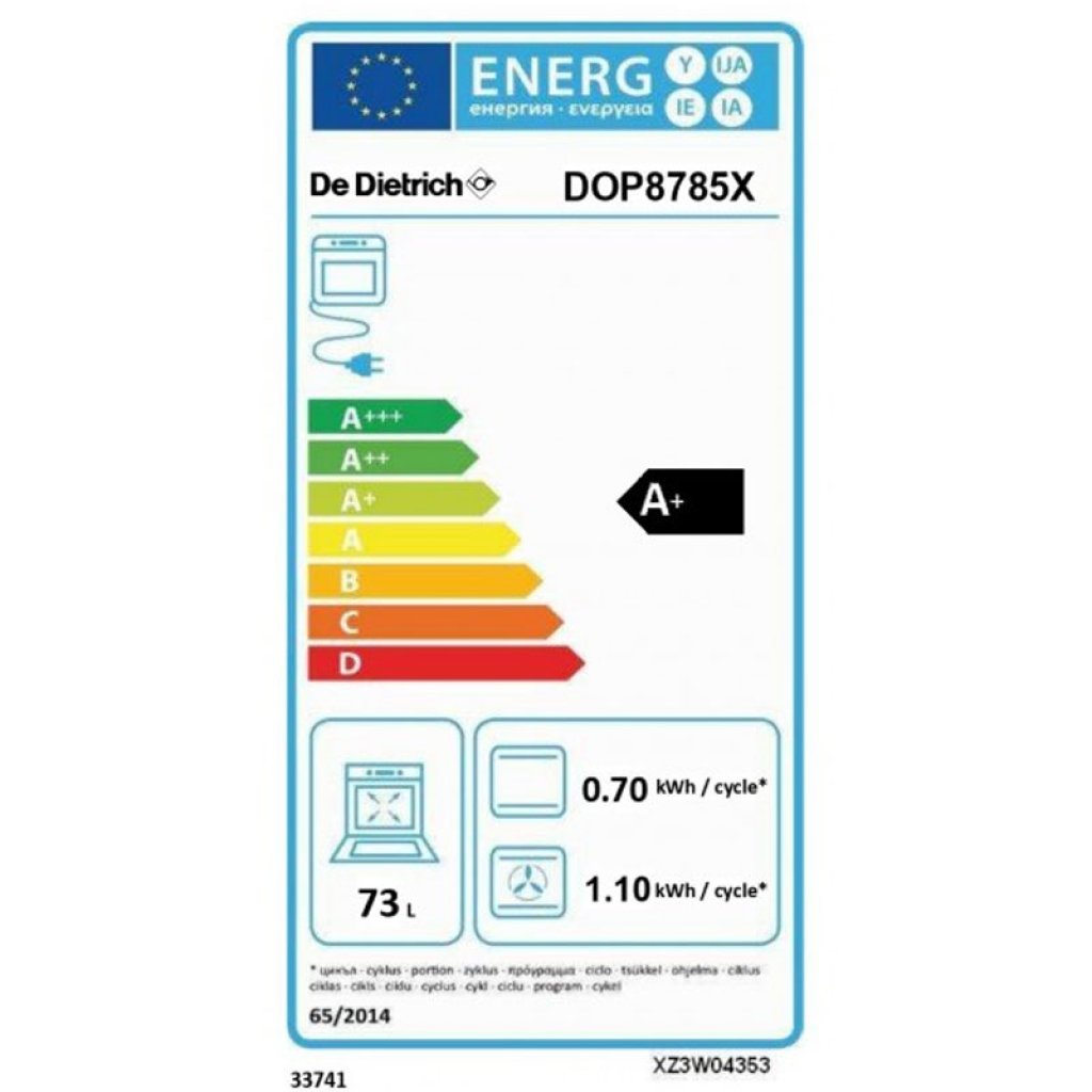 De Dietrich DOP8785X Pyrolytische Oven 60x60 cm A+ RVS De Dietrich DOP8785X Pyrolytische Oven 60x60 cm A+ RVS