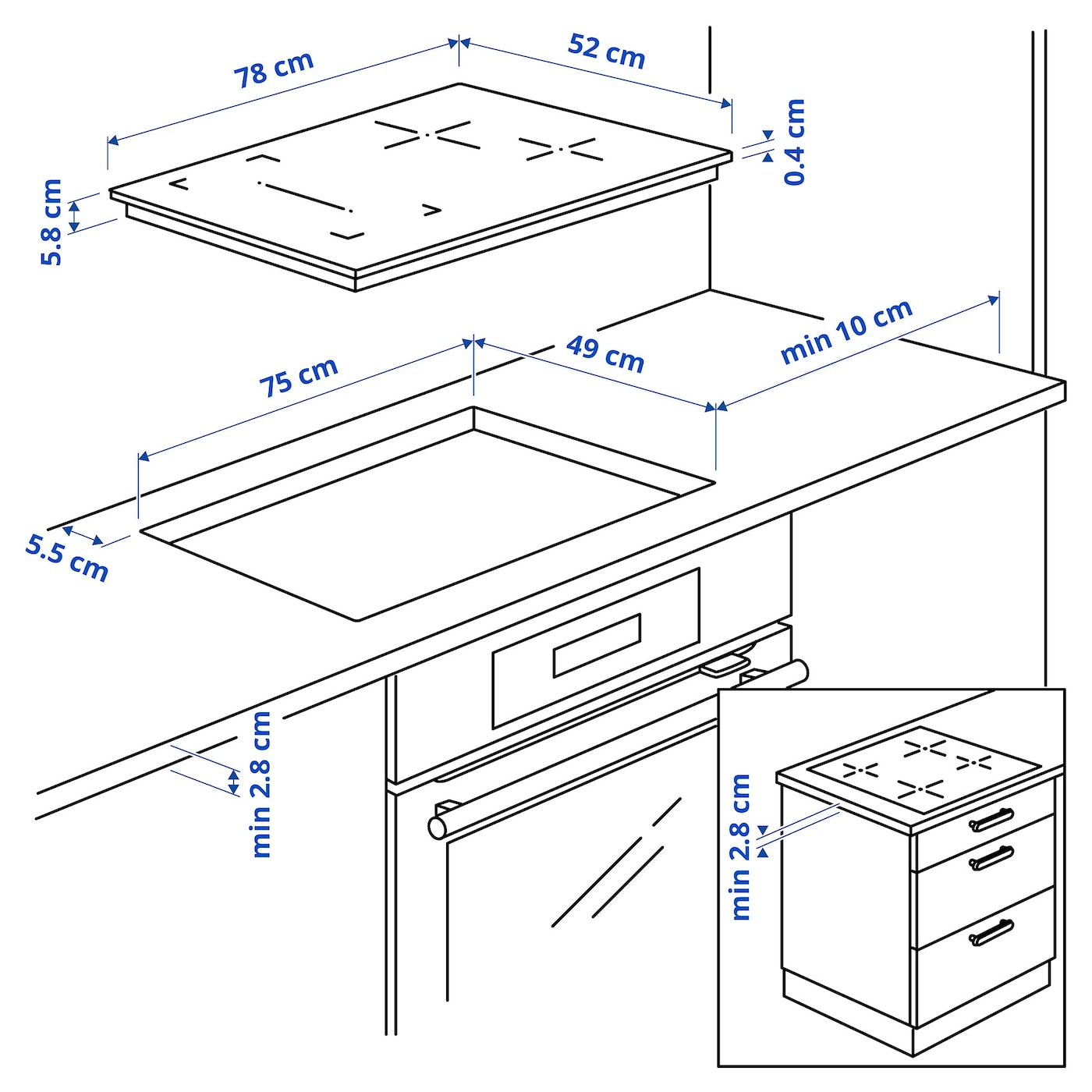 IKEA Rogestad 705.595.13 Kookplaat 78 cm - Zwart IKEA Rogestad 705.595.13 Kookplaat 78 cm - Zwart