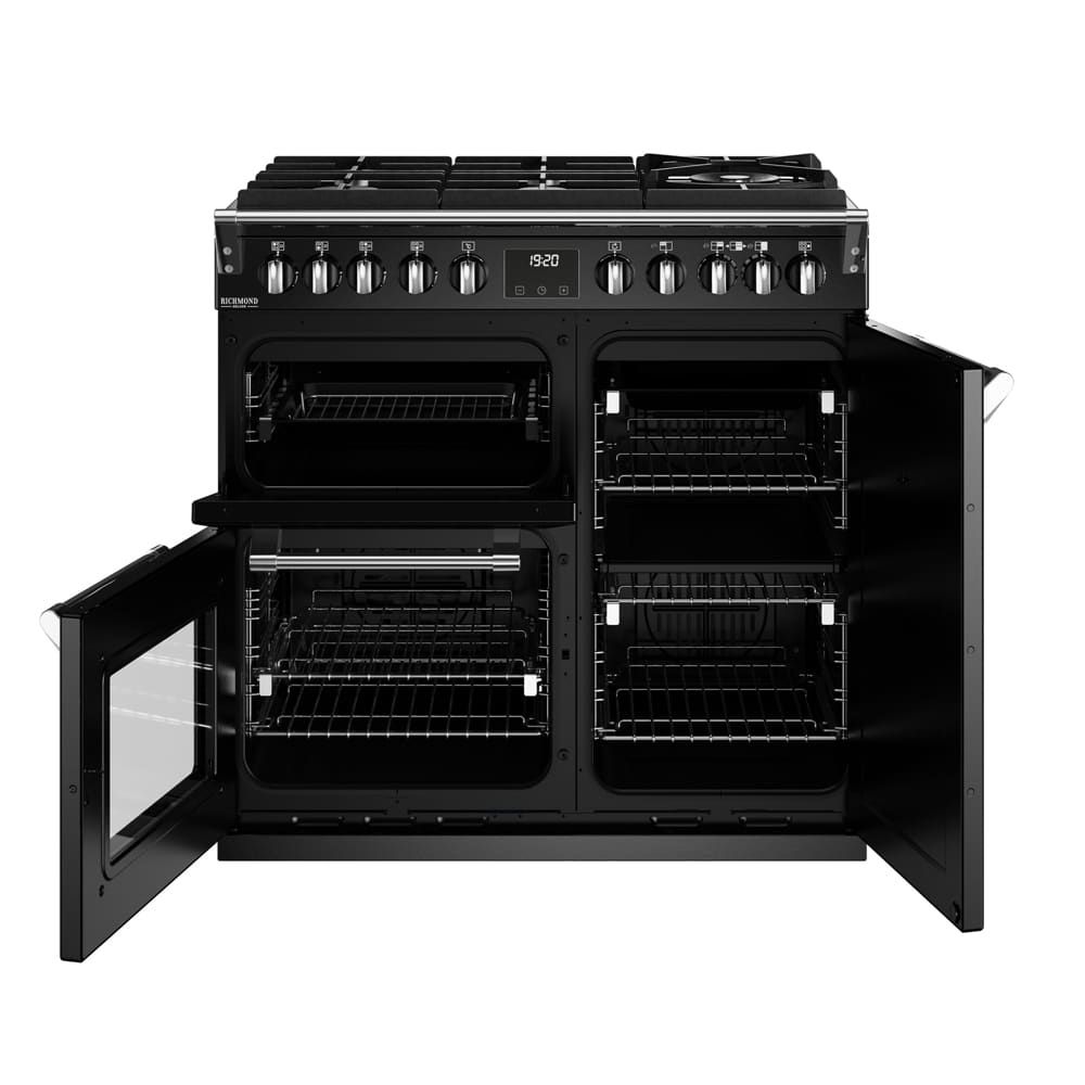 Stoves Richmond D900 DF GTG Deluxe 90 cm gasfornuis Zwart Stoves Richmond D900 DF GTG Deluxe 90 cm gasfornuis Zwart