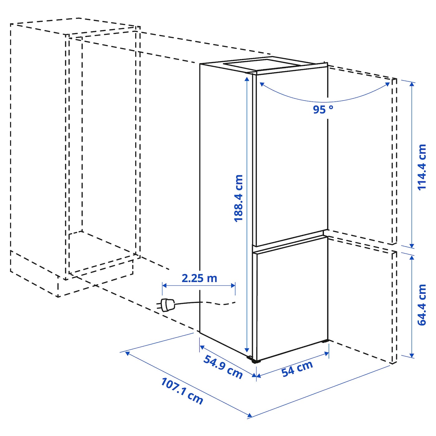IKEA 70552743 Koelkast 188,4 cm Wit Kunststof IKEA 70552743 Koelkast 188,4 cm Wit Kunststof