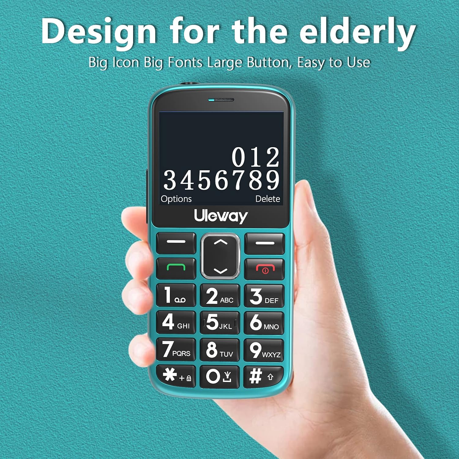 UleWay M2302 Senior mobiele telefoon - Groen UleWay M2302 Senior mobiele telefoon - Groen