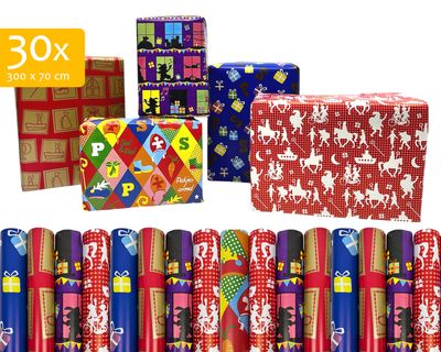 Sinterklaas Inpakpapier / Kadopapier 300 x 70 cm - 30 rollen 1092520