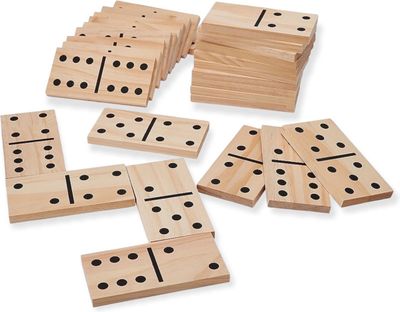 Groot Dominospel XL - Houten Domino's - Houtspellen - 15 x 7.8 x 1.5 cm 1091102