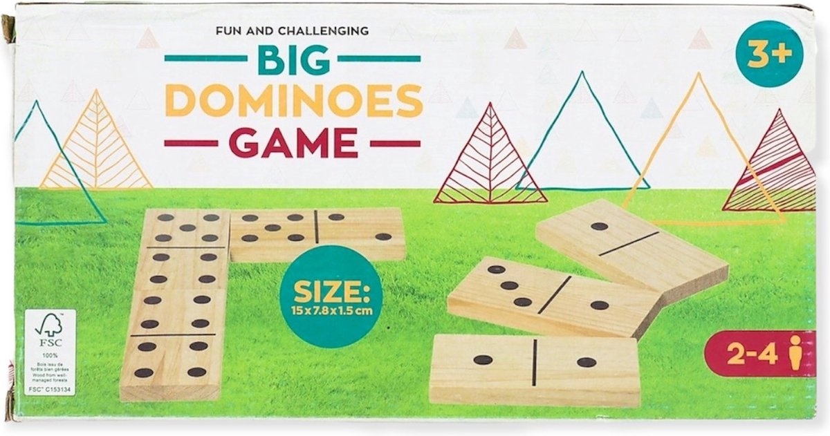 Groot Dominospel XL - Houten Domino's - Houtspellen - 15 x 7.8 x 1.5 cm Groot Dominospel XL - Houten Domino's - Houtspellen - 15 x 7.8 x 1.5 cm