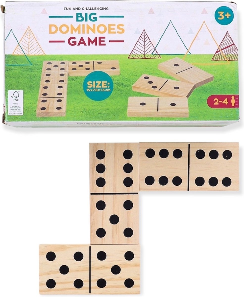 Groot Dominospel XL - Houten Domino's - Houtspellen - 15 x 7.8 x 1.5 cm Groot Dominospel XL - Houten Domino's - Houtspellen - 15 x 7.8 x 1.5 cm